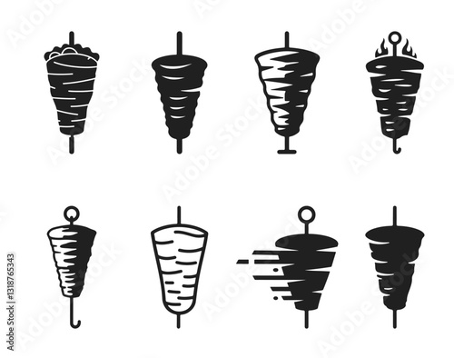 Innovative vector illustration examples for doner kebab logo designs reflect your fast food brand.