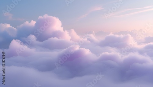 Fluffy white clouds drift across a clear blue summer sky