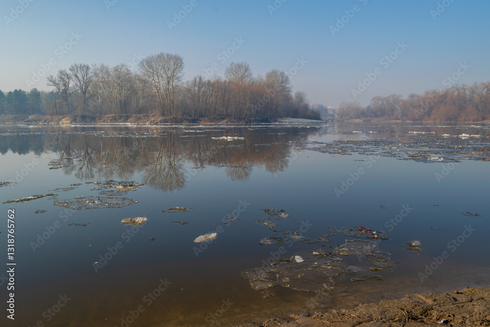winter landscape with lake winter landscape with lake