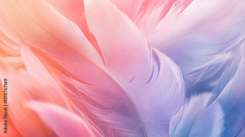 Soft pastel feathers in a dreamy scene. Soft pastel feathers in a dreamy scene.