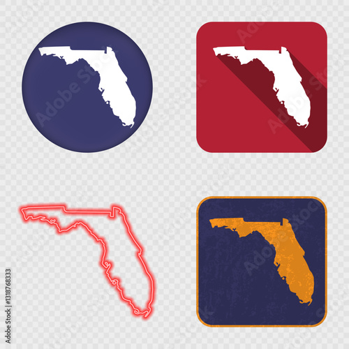 Florida State Map Icons Collection