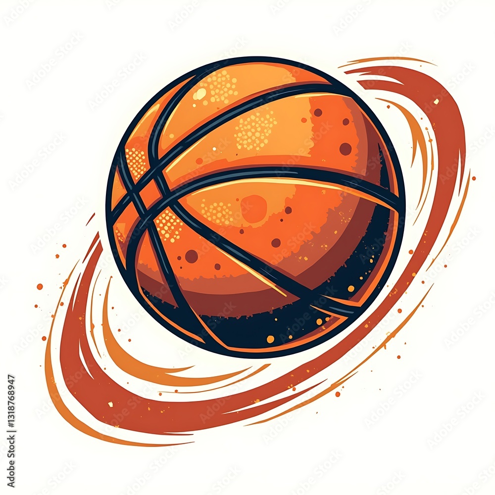 Fototapeta premium 3D Spinning Basketball isolated on a white background
