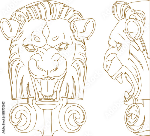 vector illustration sketch design decoration ornament animal lion classic vintage ethnic europe