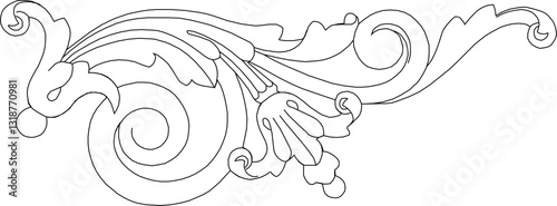 sketch vector illustration silhouette design decorative carving ornament floral decoration classic vintage ethnic 
