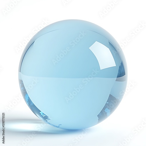 3D Transparent Blue Crystal Sphere isolated on a white background
