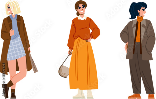 cardigan woman autumn fashion vector