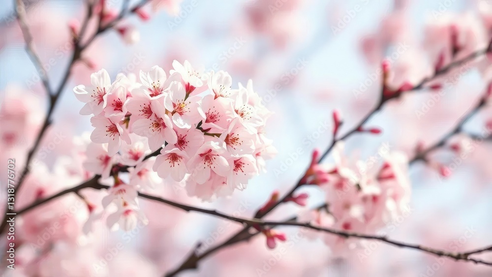 Cherry blossoms in full bloom on delicate branches against a dreamy pastel background, flower, spring Cherry blossoms in full bloom on delicate branches against a dreamy pastel background, flower, spring