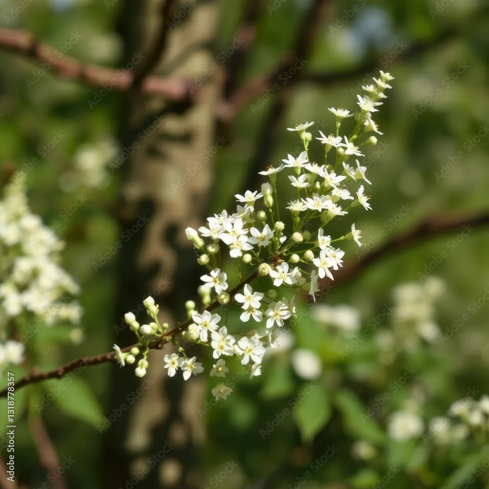 Blattlose Pflanze mit kleinen weißen Blüten in der Nähe eines Tores, white, flowers on a stem, tree Blattlose Pflanze mit kleinen weißen Blüten in der Nähe eines Tores, white, flowers on a stem, tree