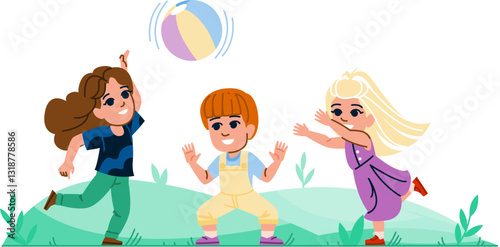 throw kids playing catch vector