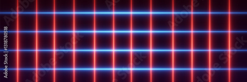 Neon bright background, light grid of lines and light. Vector illustration EPS10