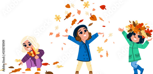 nature collecting autumn leaves vector
