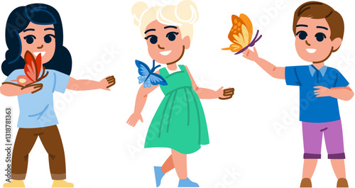 nature butterfly kid vector