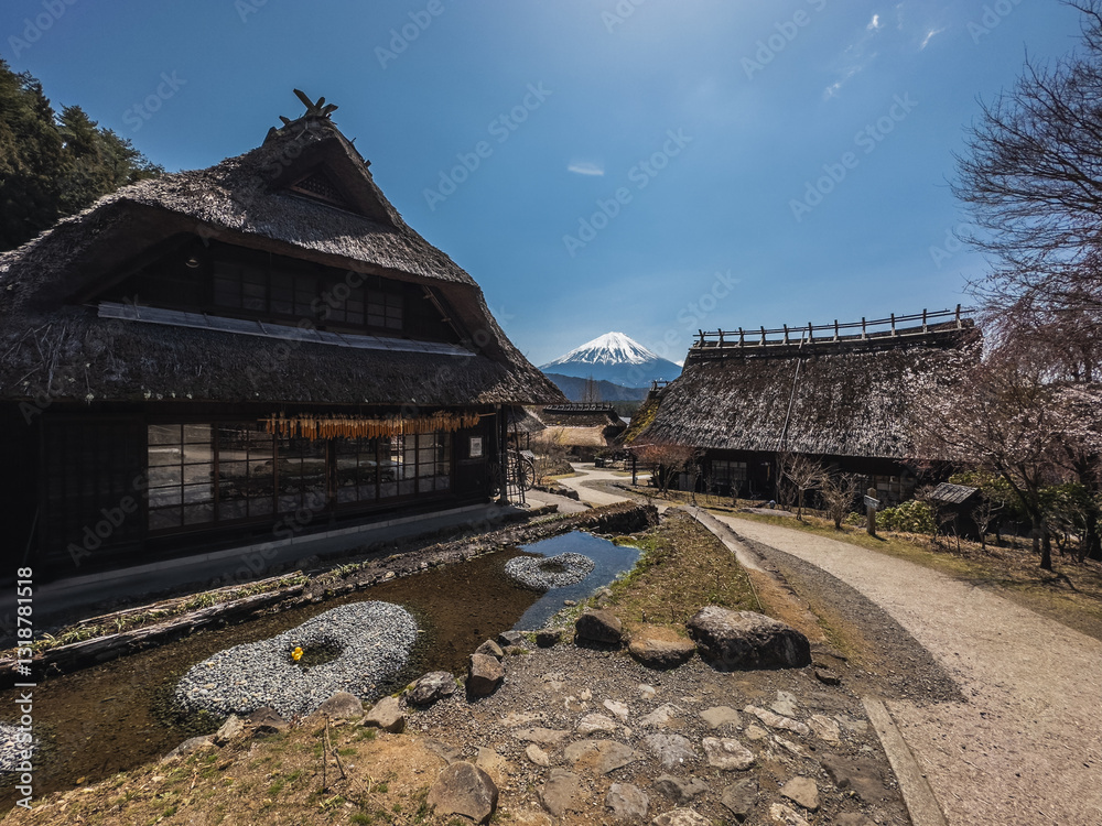 Historic Village with Mount Fuji