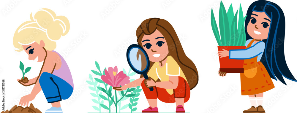 Fototapeta premium blossom botanical kid girl vector
