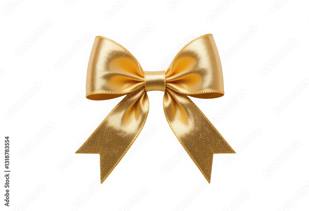 Elegant Gold Satin Ribbon Bow Isolated on White, Luxurious Gift Decoration for Special Occasions Elegant Gold Satin Ribbon Bow Isolated on White, Luxurious Gift Decoration for Special Occasions