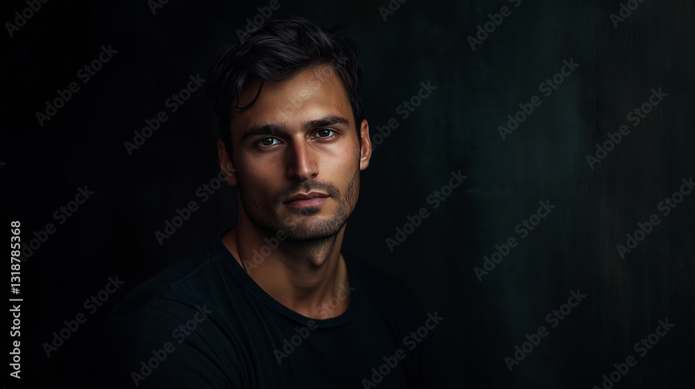 Man in a dark room, deep sadness in his eyes, moody cinematic lighting, professional photography, Man in a dark room, deep sadness in his eyes, moody cinematic lighting, professional photography,