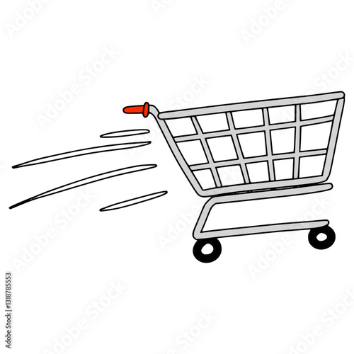 shopping cart illustration hand drawn isolated vector