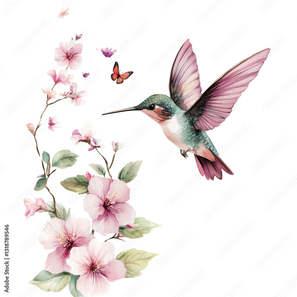 Fototapeta premium Beautiful Hummingbird on transparent background