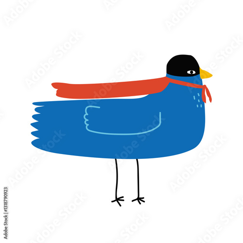 Wallpaper Mural Funny blue bird superhero. Childish graphic. Vector hand drawn illustration. Torontodigital.ca