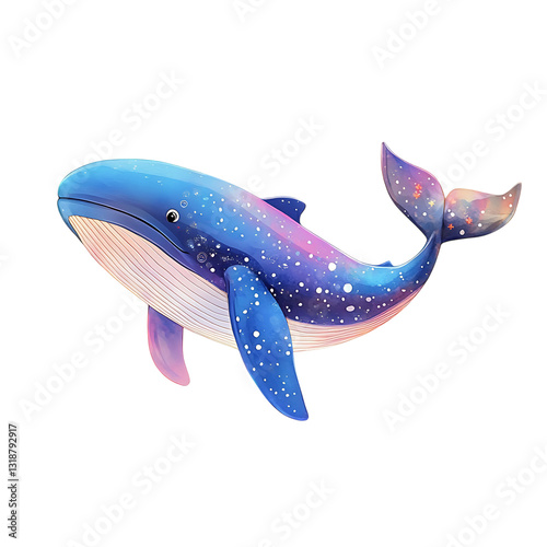 PNG Cute Blue Whale Cartoon Illustration Cartoonish Style on Transparent Background