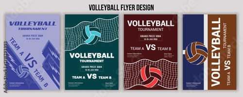 Volleyball Tournament Flyer Template  Championship Sports Event Poster Design Editable EPS for Game Night and Athletic Club Promotion  Perfect for Stock Market Uploads and Easy Customization.