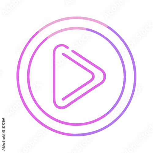 Neon Music Play Button Icon for Audio Streaming, Entertainment, and Media Apps