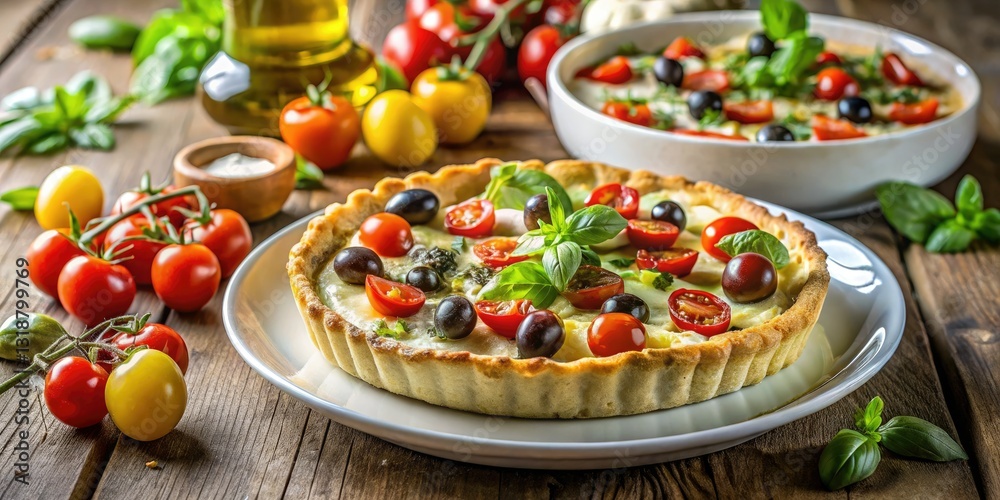 Savory vegetarian salt pie and feta quiche: a Mediterranean feast in every bite. Savory vegetarian salt pie and feta quiche: a Mediterranean feast in every bite.