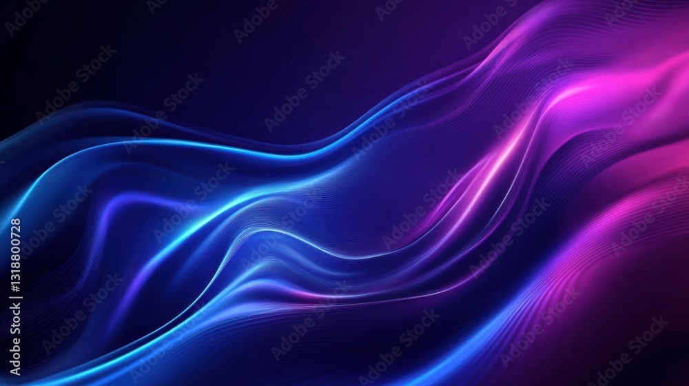 Fototapeta premium Smooth blue and purple wavy background with flowing gradient light effects