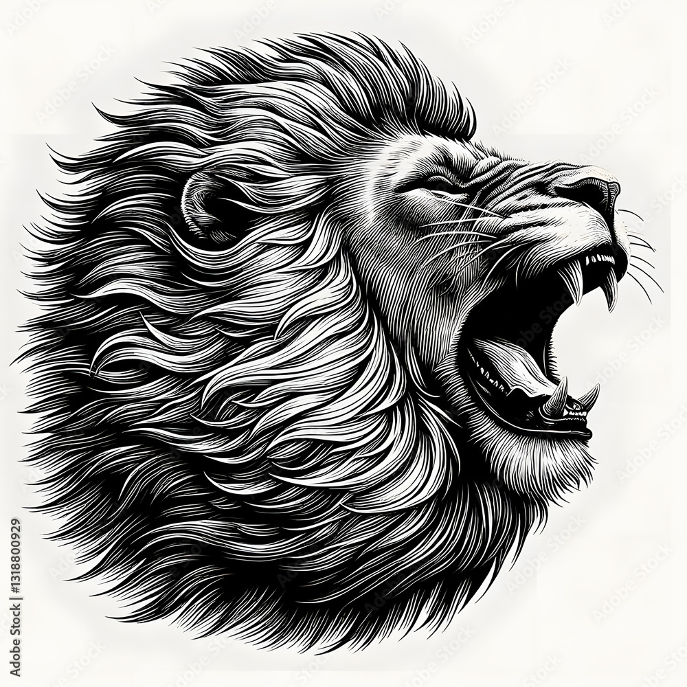 Obraz premium Roaring lion animal sketch