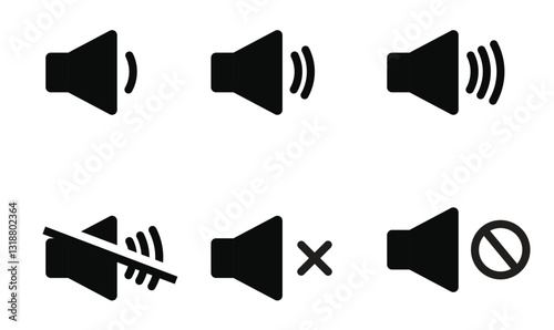 Audio sign symbol.Mute speaker, sound off icon vector set collection. Volume, audio sign symbol