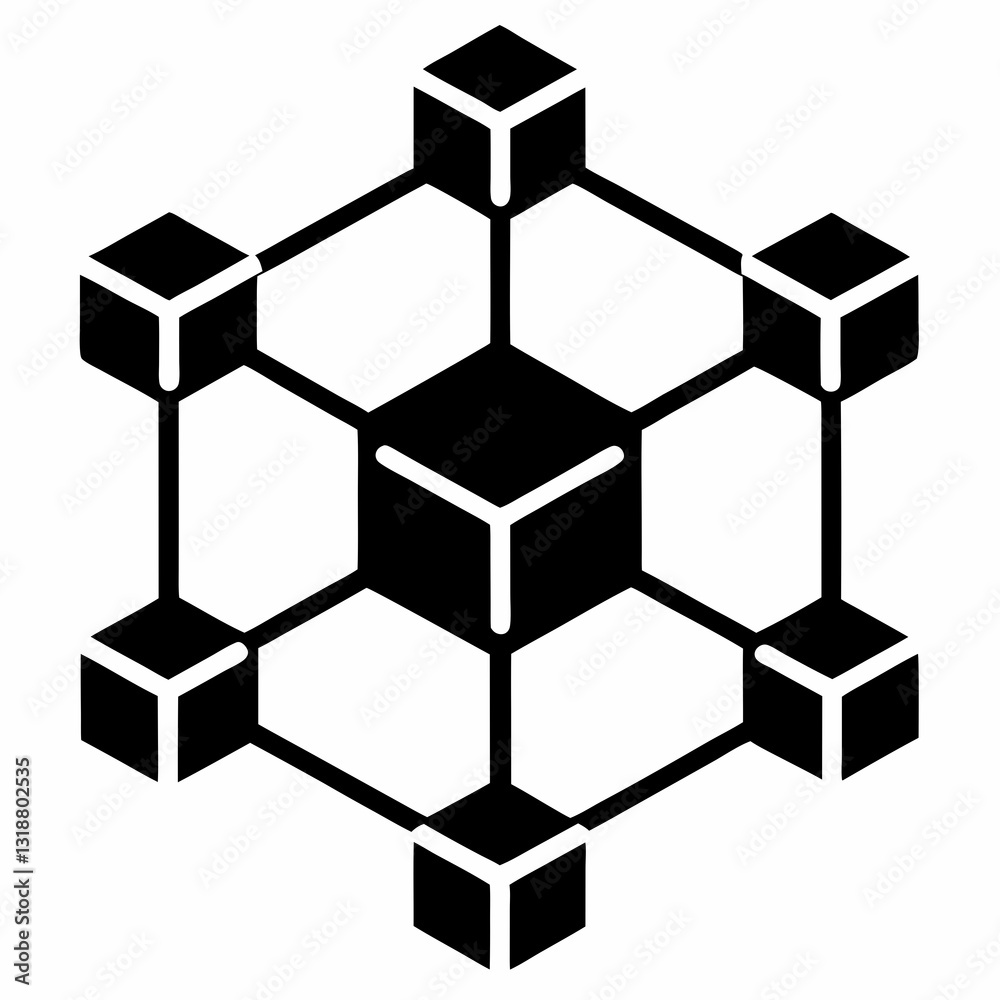 Minimalist Blockchain Network Silhouette Vector Minimalist Blockchain Network Silhouette Vector