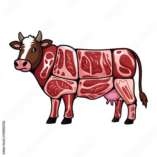 cow  animal vector illustration on   white background
