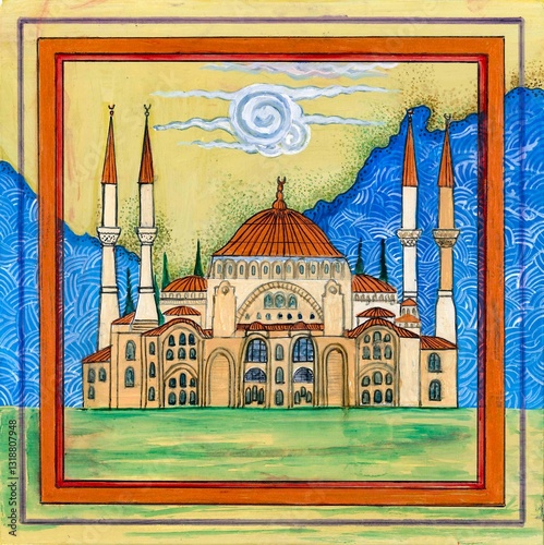 Photography Drawing of Hagia Sofia in miniature style