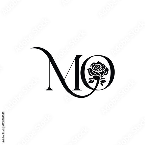 Letter Mo Rose floral logo
