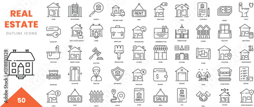 real estate outline icon collection. Vector illustration
