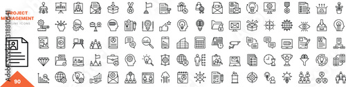 project management outline icon collection. Vector illustration