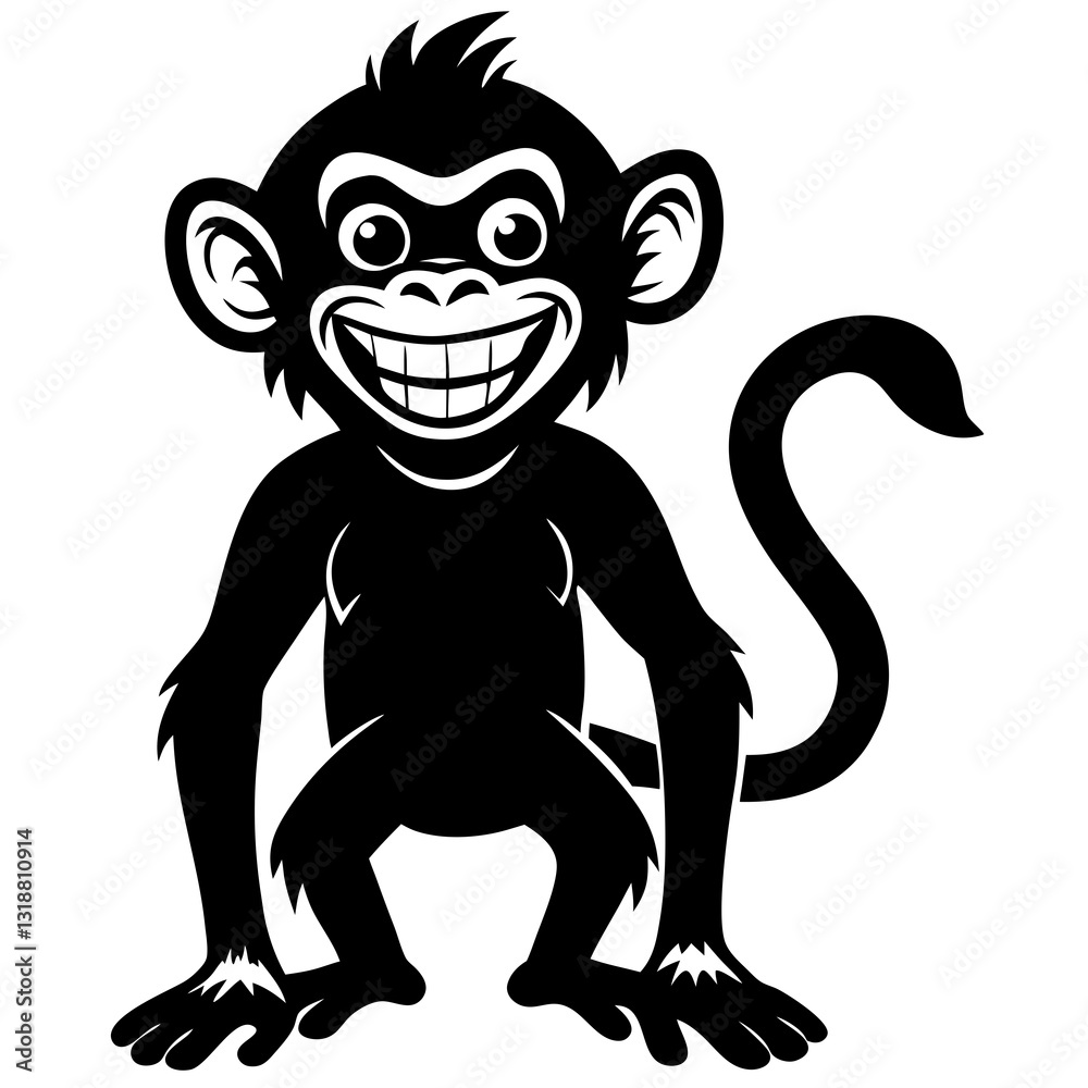 Fototapeta premium Cheeky monkey silhouette vector illustration 