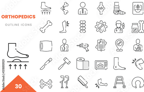 orthopedics outline icon collection. Vector illustration