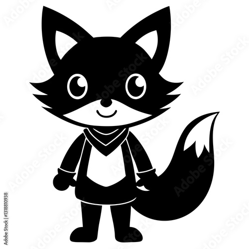  Chibi foxy silhouette vector illustration 