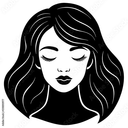 Closed woman eyes silhouette vector illustration 