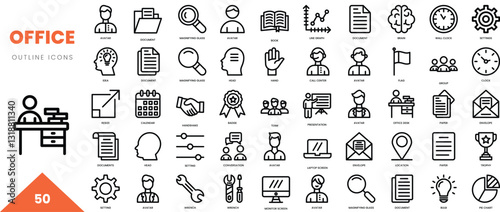 office outline icon collection. Vector illustration