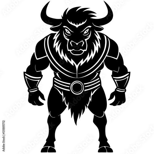  Gladiator bison  silhouette vector illustration 