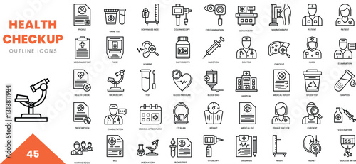 health checkup outline icon collection. Vector illustration