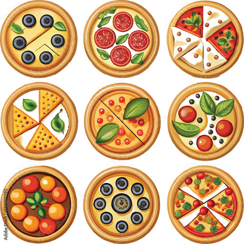 pizza icons set