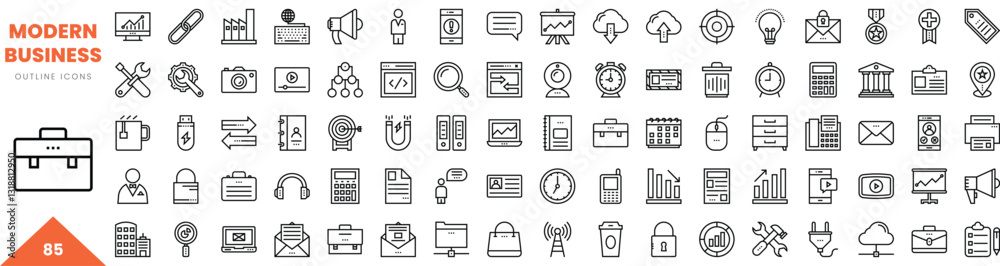 modern business outline icon collection. Vector illustration modern business outline icon collection. Vector illustration