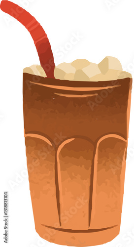 Iced Coffee Glass Cold Coffees Drink vector Illustration isolated background