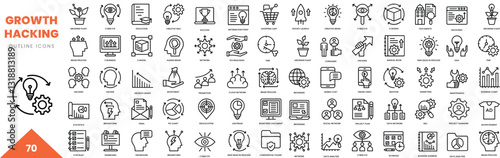 growth hacking outline icon collection. Vector illustration