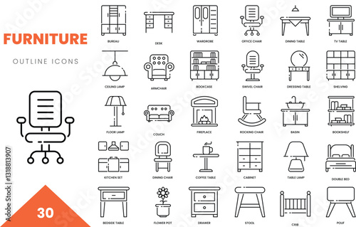 furniture outline icon collection. Vector illustration