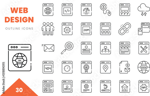 web services outline icon collection. Vector illustration