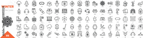 winter outline icon collection. Vector illustration